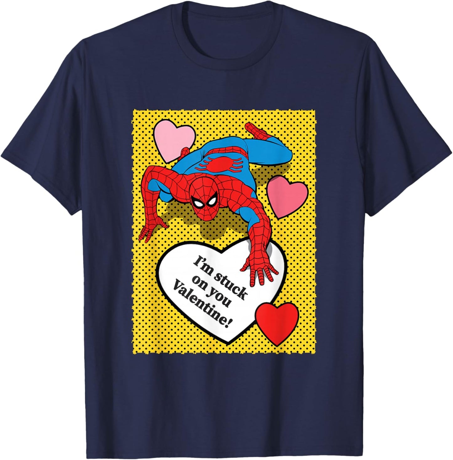 Marvel Comics Spider-Man Valentine Hearts Design T-Shirt - T-Shirt | Navy