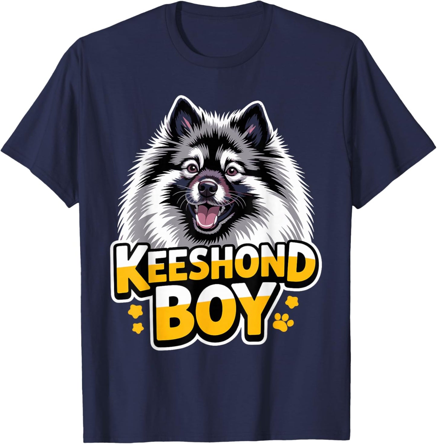 Keeshond Boy Cartoon Puppy Canine Dutch Pet Dog Breed T-Shirt - T-Shirt | Navy