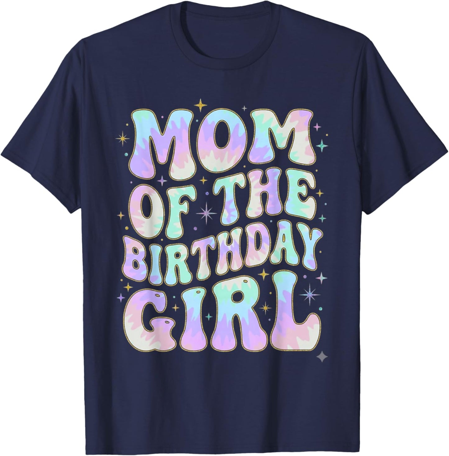 Mom of The Birthday Girl Groovy Retro Party Matching Theme T-Shirt - T-Shirt | Navy