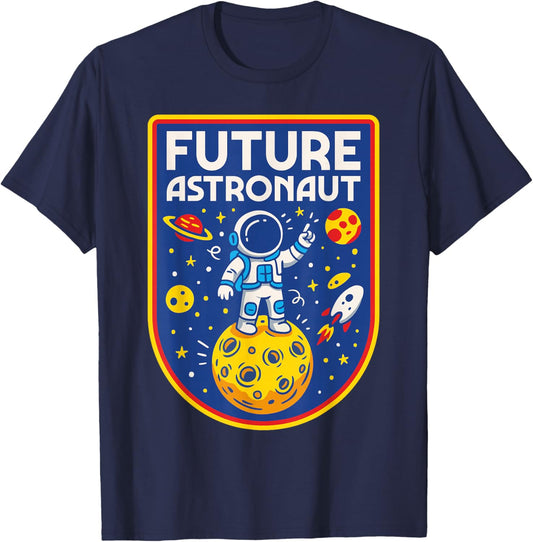 Future Astronaut Moon Planet Earth Science Outer Space Retro T-Shirt - T-Shirt | Navy