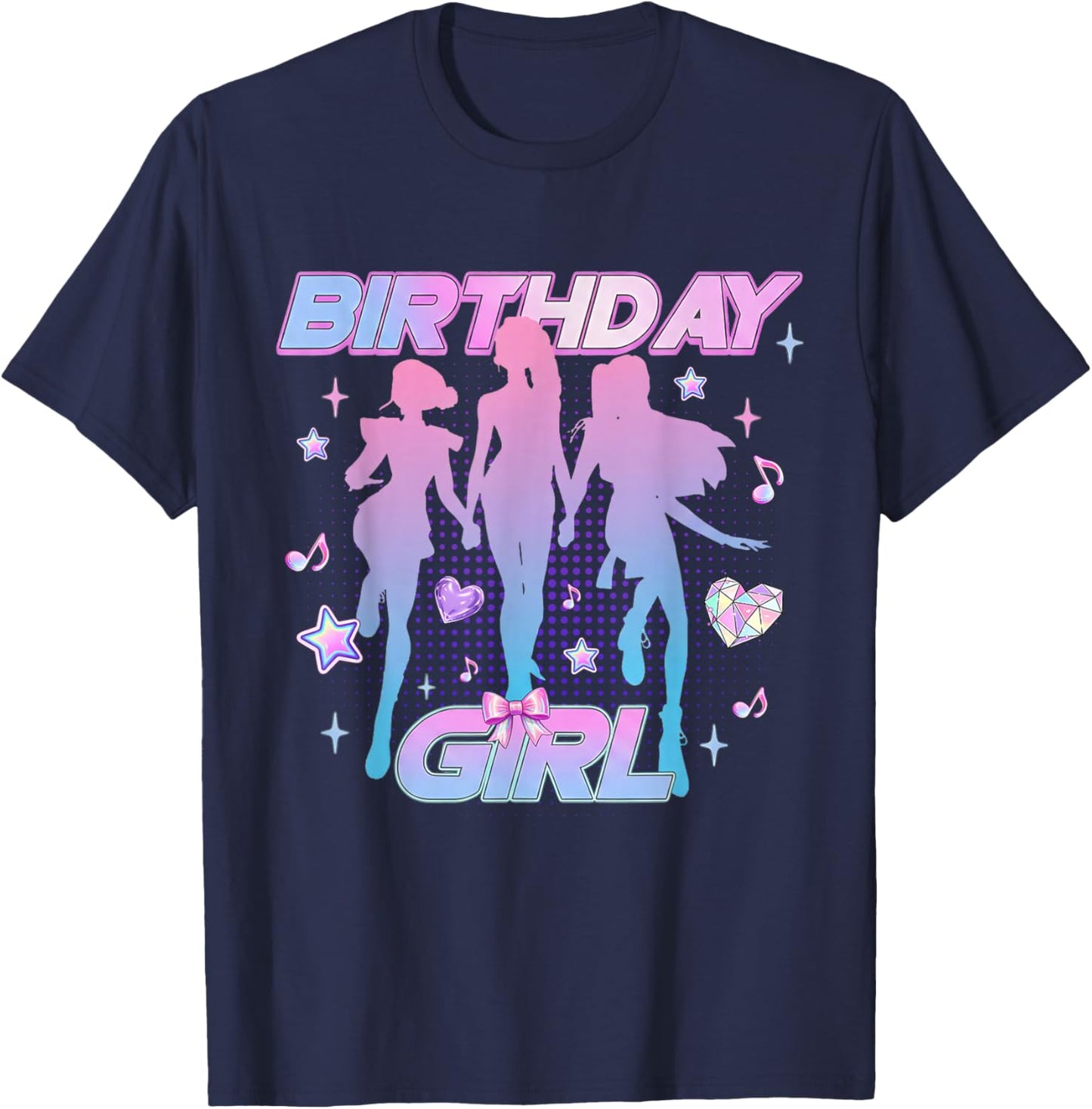 Birthday Girl K pop Birthday Coquette Pink Bow Girl T-Shirt - T-Shirt | Navy