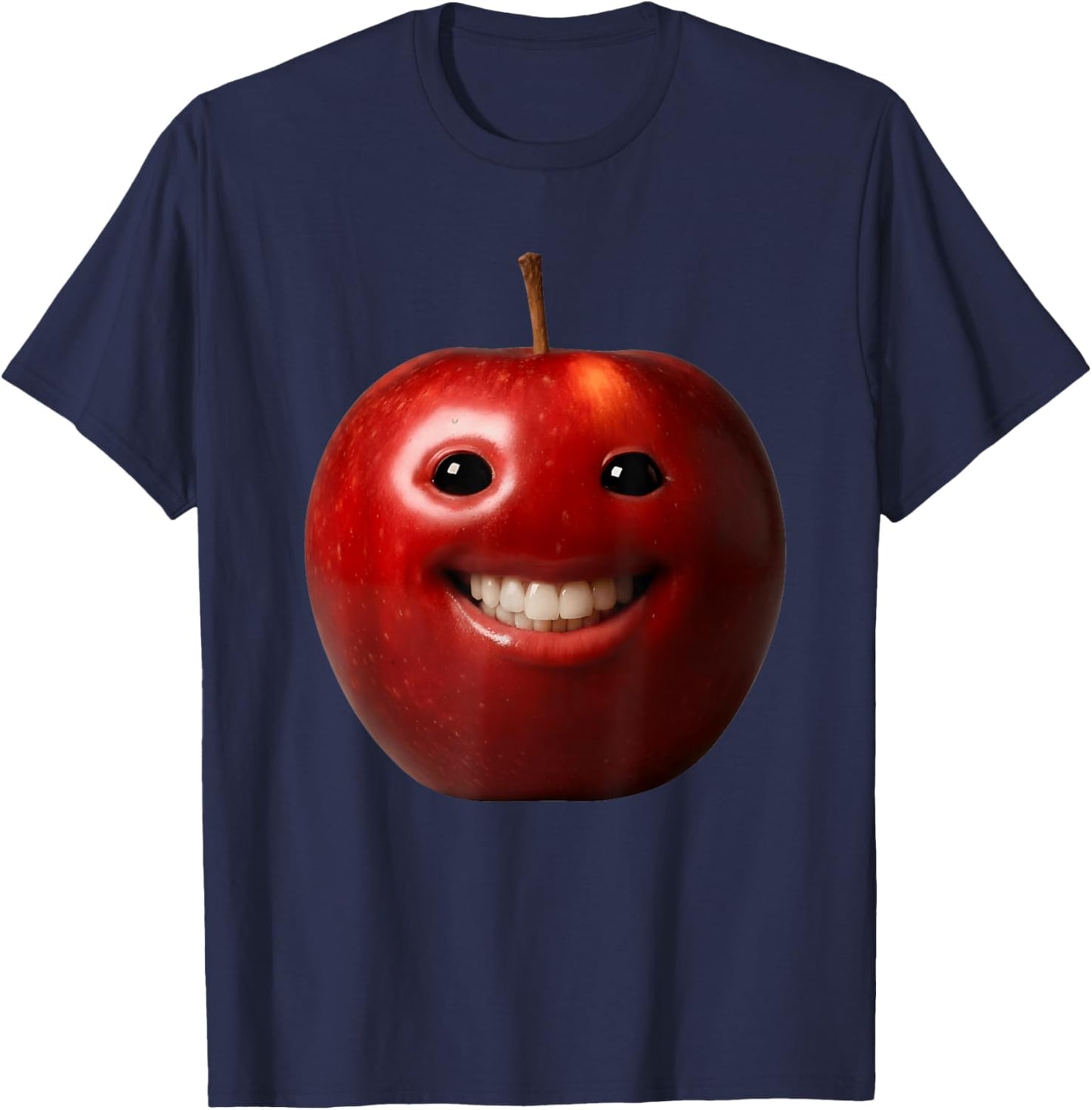 Ai Apple Meme Fruits Eating Fruit Funny brainrot Silly Gen Z T-Shirt - T-Shirt | Navy