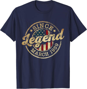 Legend Since March 1959 Vintage 67th Birthday Classic T-Shirt - T-Shirt | Navy