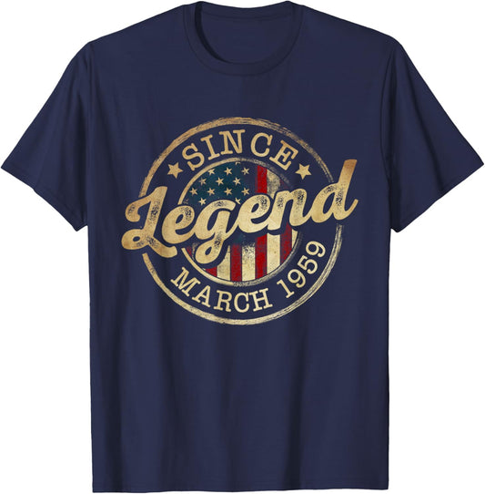 Legend Since March 1959 Vintage 67th Birthday Classic T-Shirt - T-Shirt | Navy