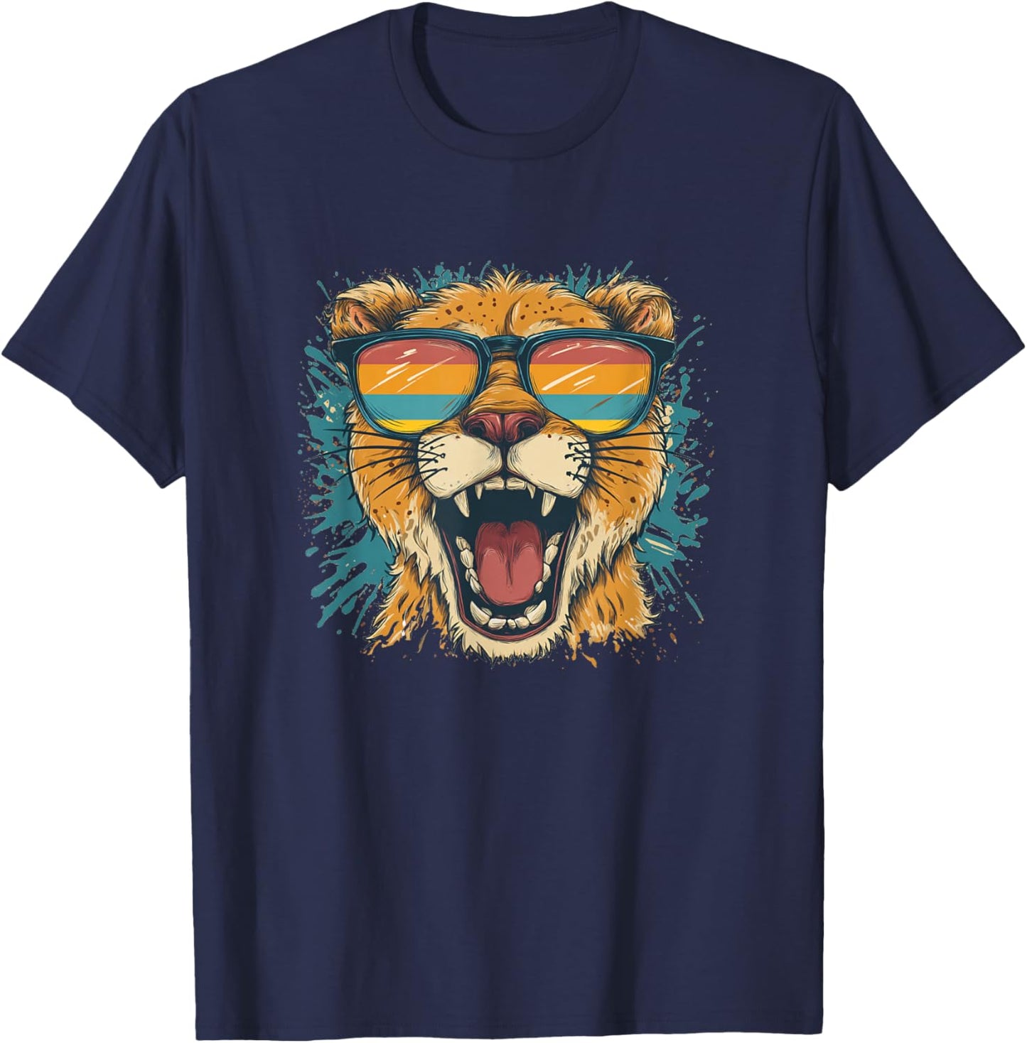 Colorful Sunglasses Cougar Costume T-Shirt - T-Shirt | Navy