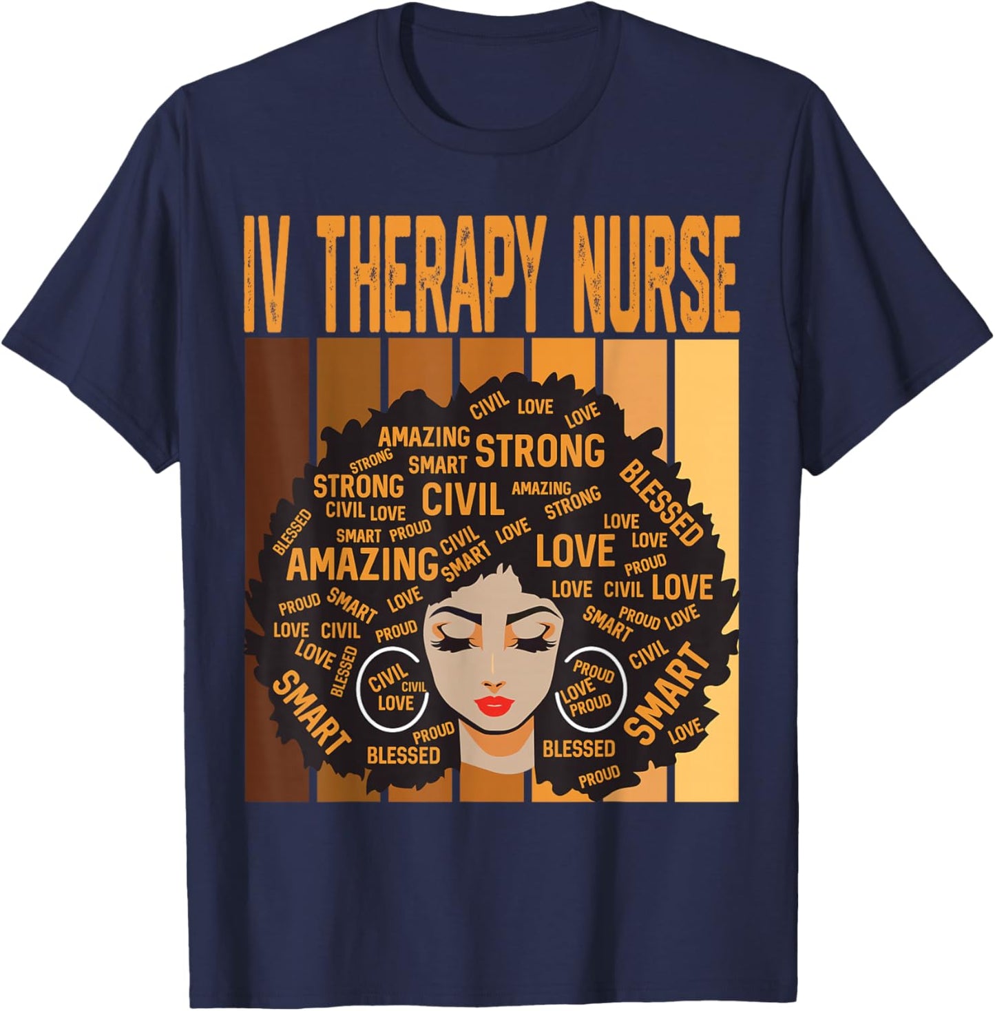 IV Therapy Nurse Powerful Black History Month Black Pride T-Shirt - T-Shirt | Navy