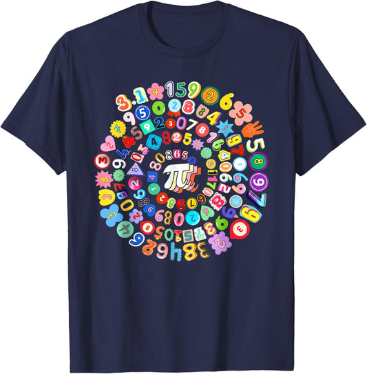 Pi Day Vintage Pi Number 3,14 Spiral Pi Math Teacher Student T-Shirt - T-Shirt | Navy
