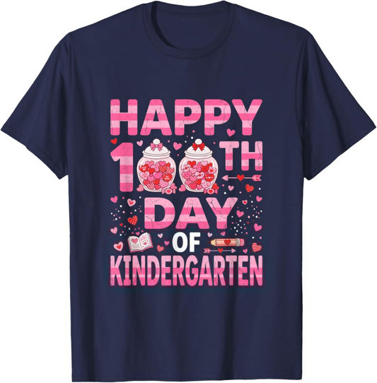 100 Days of Kindergarten - Happy 100th Day School Valentine T-Shirt - T-Shirt | Navy