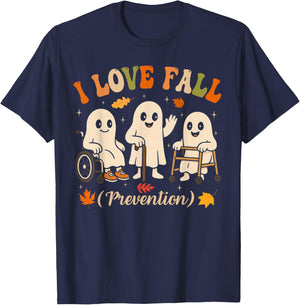 Ghost I Love Fall Prevention Physical Therapy Nurse PT OT T-Shirt - T-Shirt | Navy