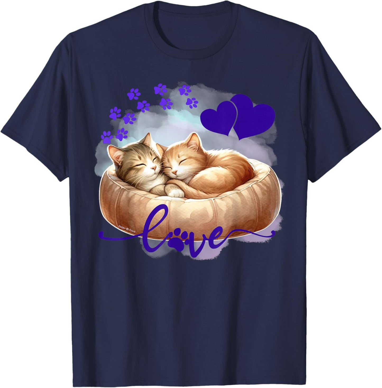 Cute Cat Love and Friendship - Valentine's Day Sweethearts T-Shirt - T-Shirt | Navy