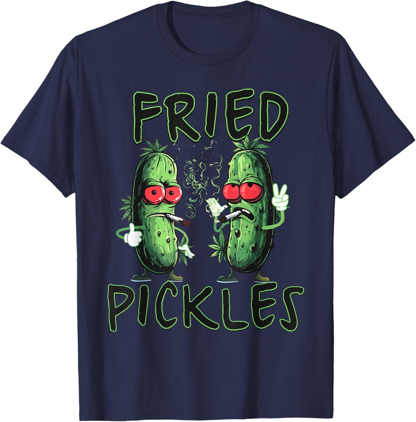 Funny Pickle Smoking Joint Weed Lover Cannabis Marijuana 420 T-Shirt - T-Shirt | Navy