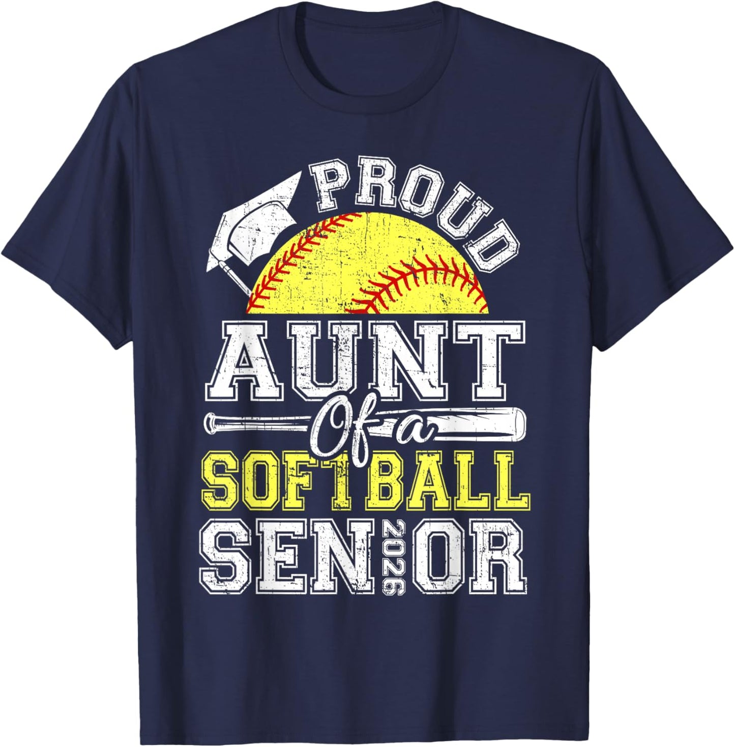 Proud Aunt of A 2026 Senior Softball Graduate T-Shirt - T-Shirt | Navy