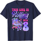 8th Roller Skate Birthday Eight Year Old Roller Skating Girl T-Shirt - T-Shirt | Navy
