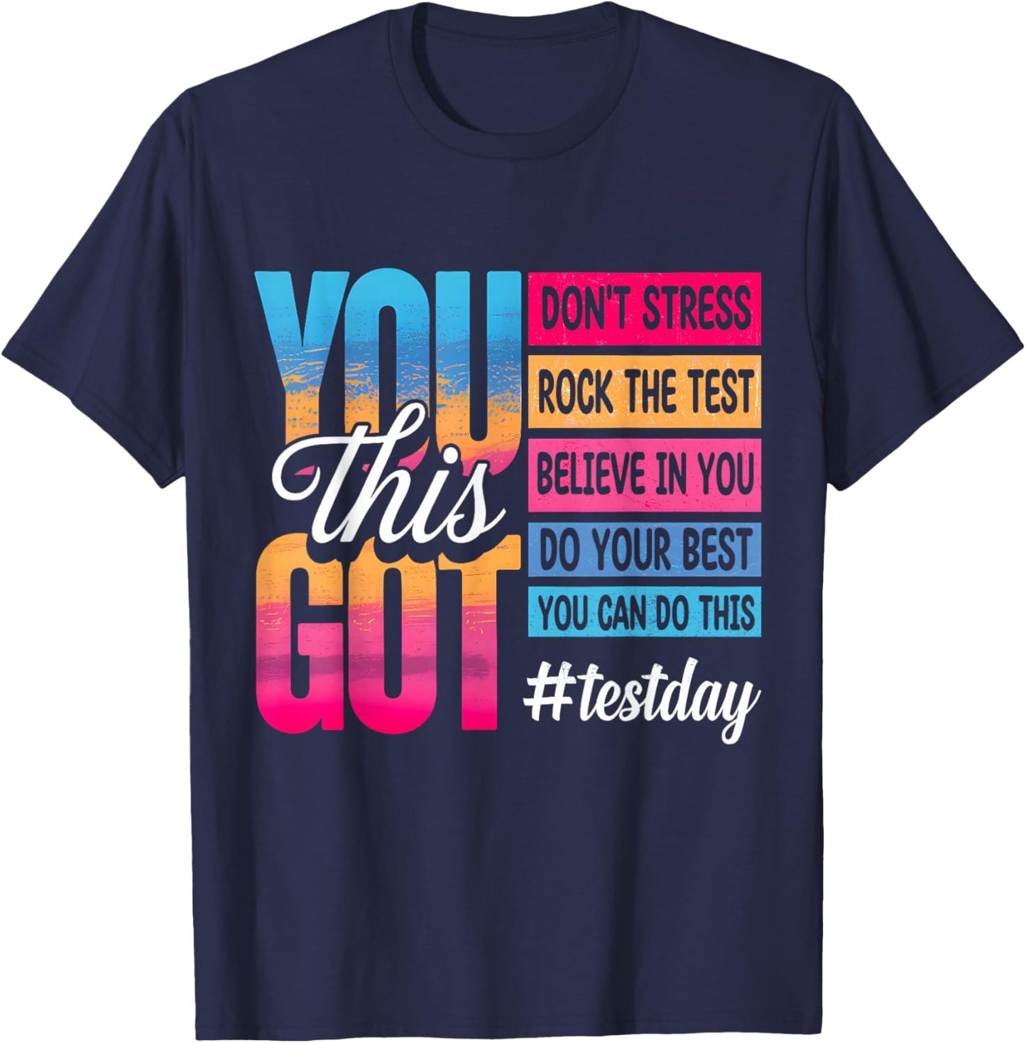 Test Day Rock The Test Teacher Testing Day Cute Exam Testing T-Shirt - T-Shirt | Navy