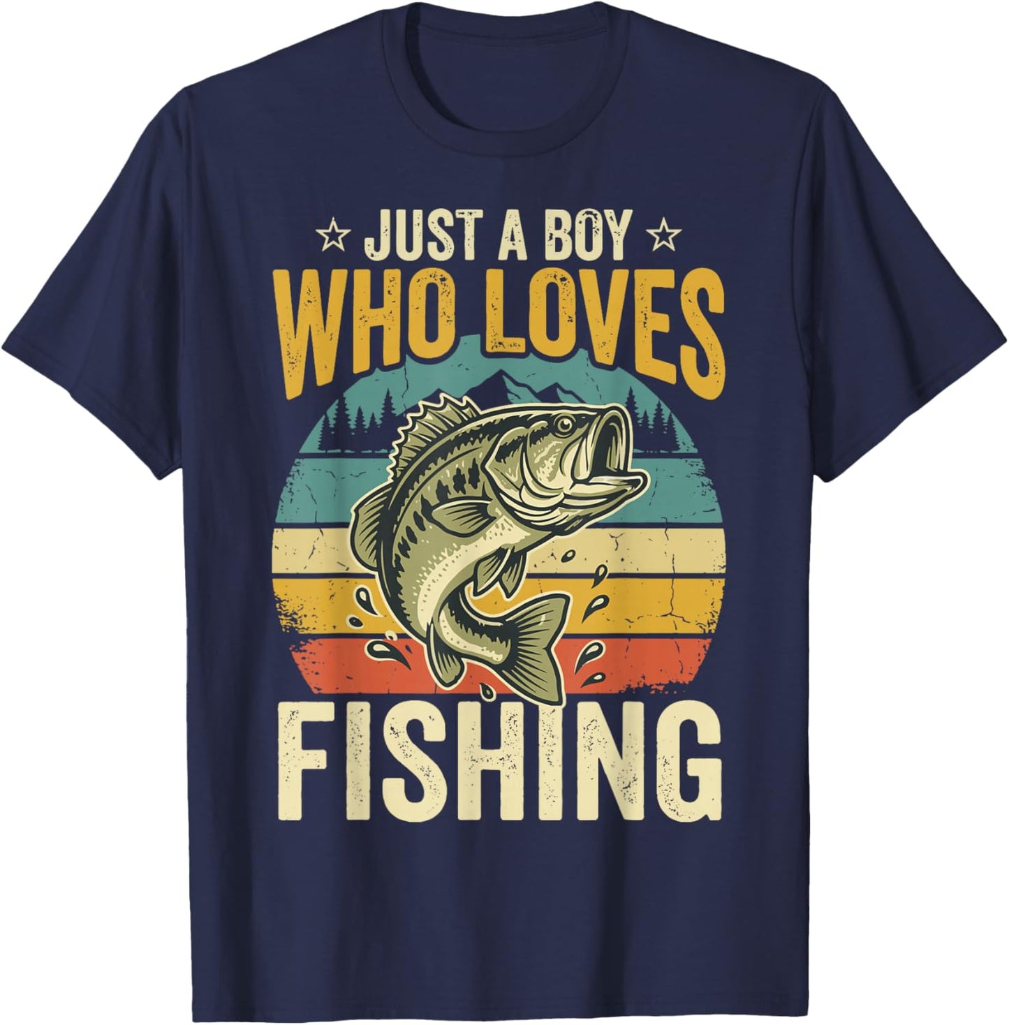 Just A Boy Who Loves Fishing T-Shirt - T-Shirt | Navy