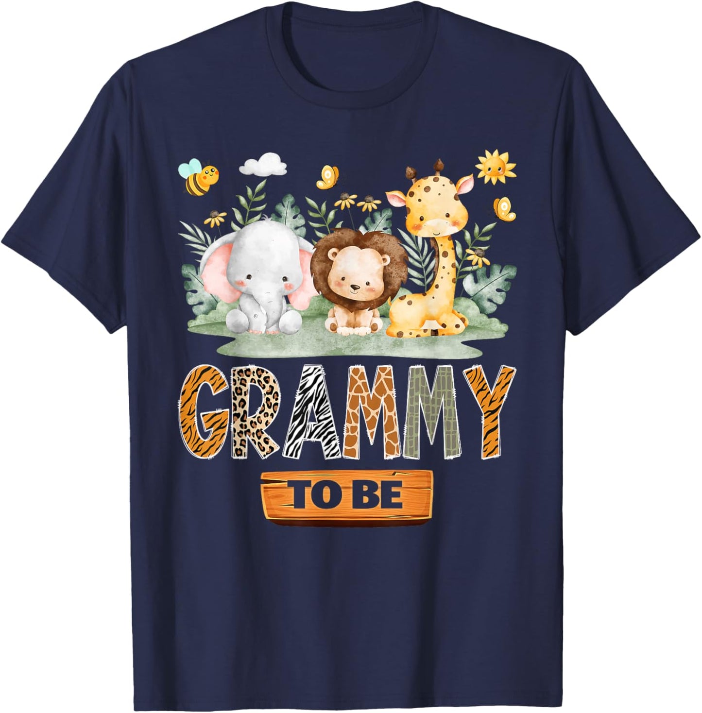 Grammy to Be Safari Jungle Animal Gender Reveal Party T-Shirt - T-Shirt | Navy