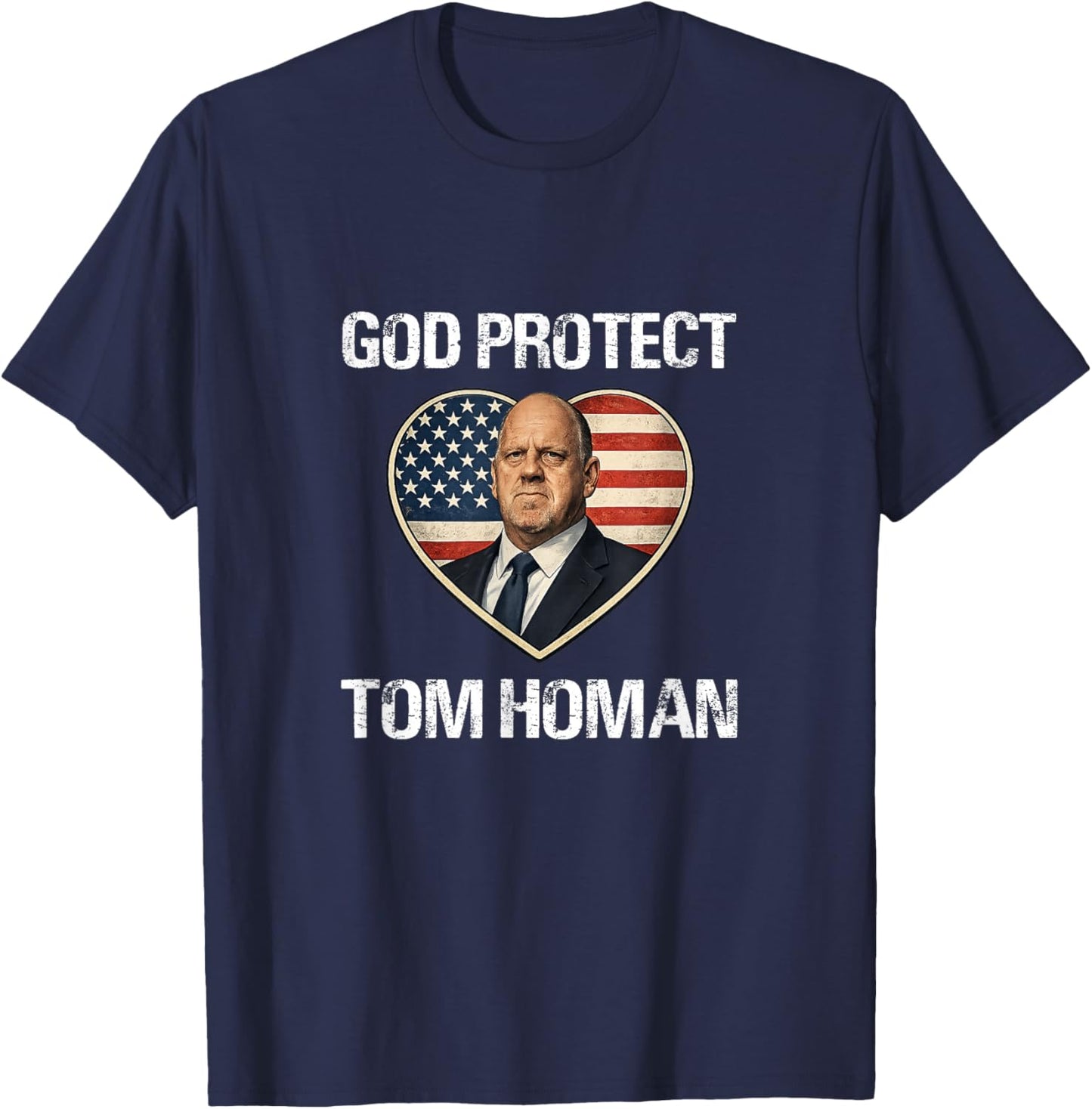 I Love Heart Tom American Patriotic Flag God Protect Homan T-Shirt - T-Shirt | Navy