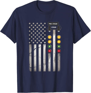 Drag Racing American Flag Drag Racer Tree Light T-Shirt - T-Shirt | Navy