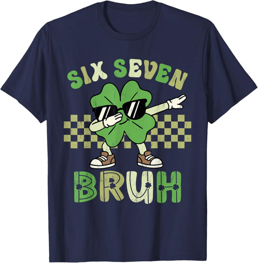 Six Seven 67 Meme Cool St Patricks Day Teens Boys Girls Kids T-Shirt - T-Shirt | Navy