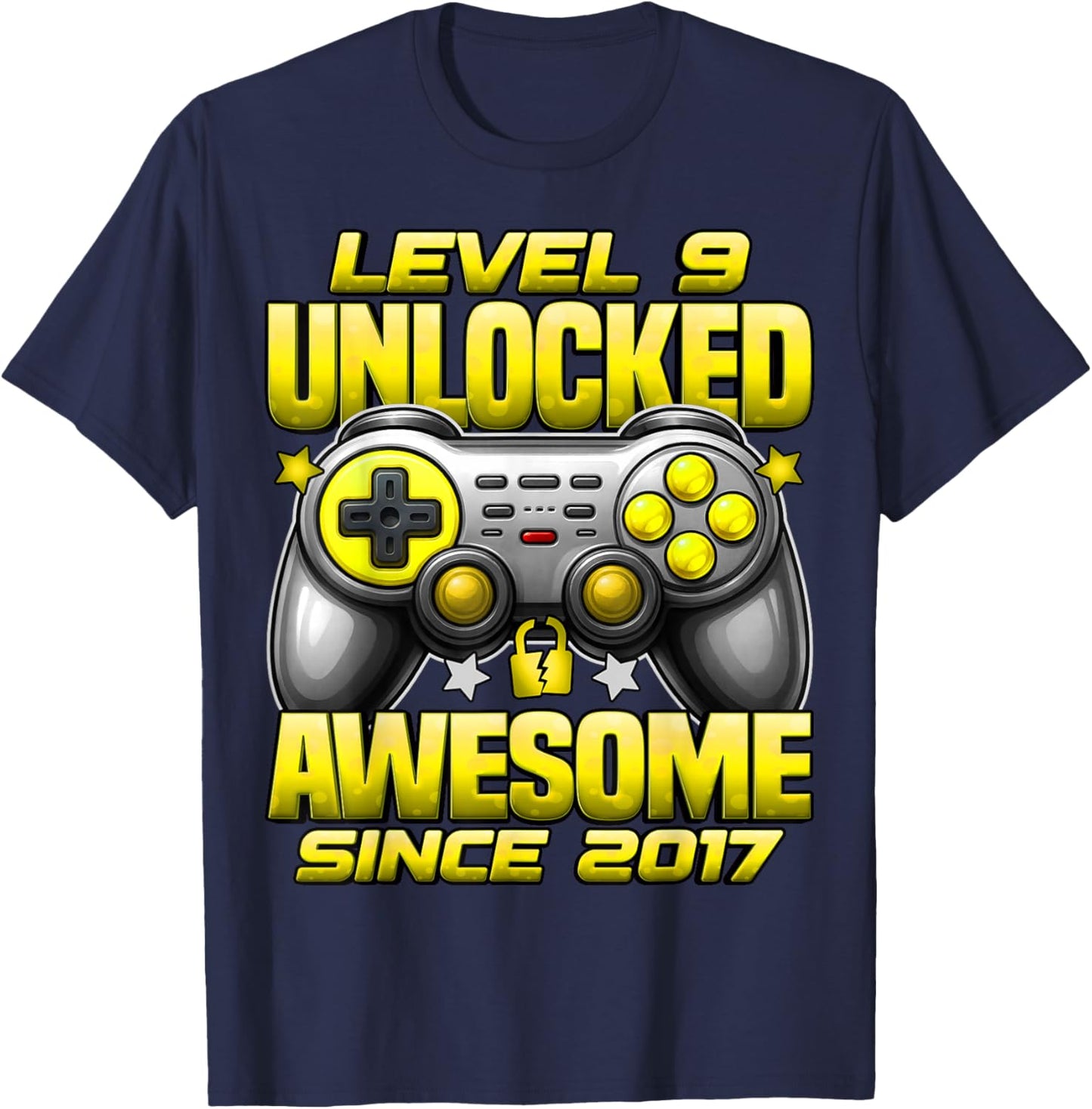 Level 9 Unlocked 9 Year Old Gifts for Boys 9th Birthday Boy T-Shirt - T-Shirt | Navy