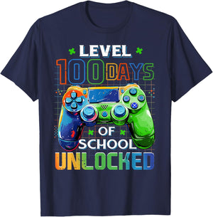 Level 100 Days of School Unlocked Boys 100th Day of School T-Shirt - T-Shirt | Navy