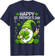 Cute Gnome Lucky Shamrock Happy St Patrick's Day Women Girls T-Shirt - T-Shirt | Navy