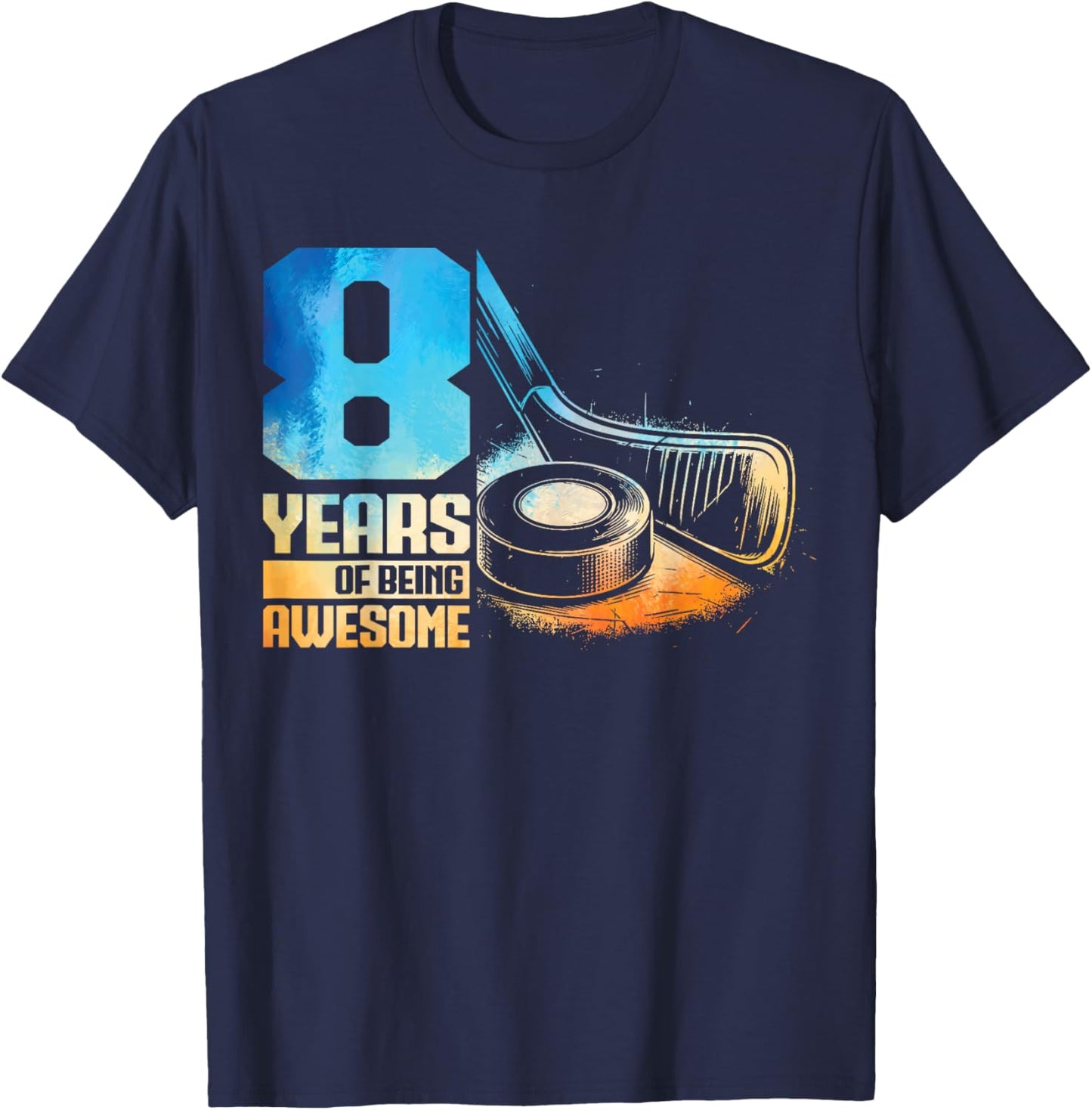 8th Birthday Boys Icehockey Player Ice Hockey 8 Years Old T-Shirt - T-Shirt | Navy