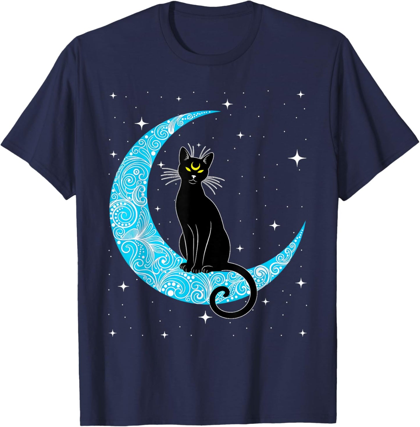Black Cat Crescent Moon Sailor Mum T-Shirt - T-Shirt | Navy