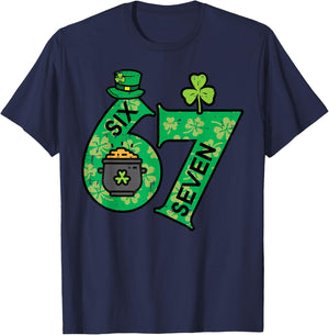 Six Seven 6 7 St Patricks Day 67 Paddys Meme Boys Kids Youth T-Shirt - T-Shirt | Navy