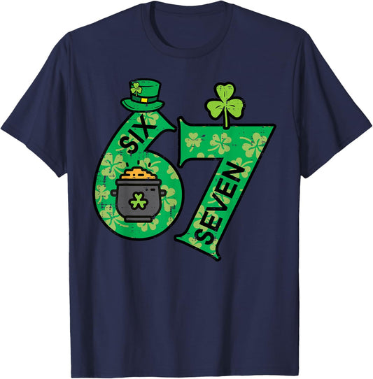 Six Seven 6 7 St Patricks Day 67 Paddys Meme Boys Kids Youth T-Shirt - T-Shirt | Navy