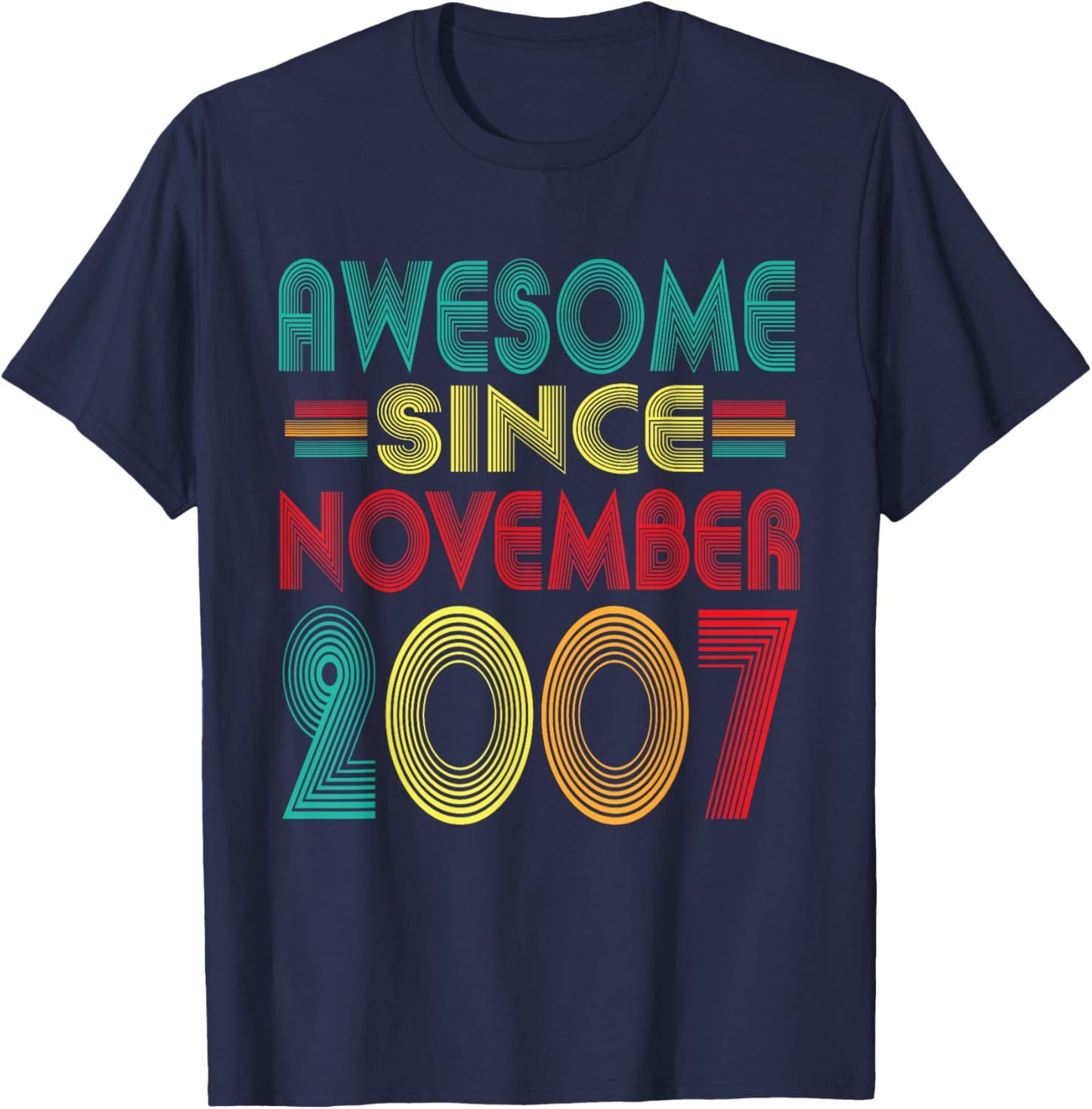 Awesome Since November 2007 Years 18th Bday Funny Vintage T-Shirt - T-Shirt | Navy