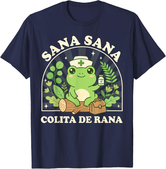 Sana Sana Colita De Rana Cute Mexican Nurse Frog T-Shirt - T-Shirt | Navy