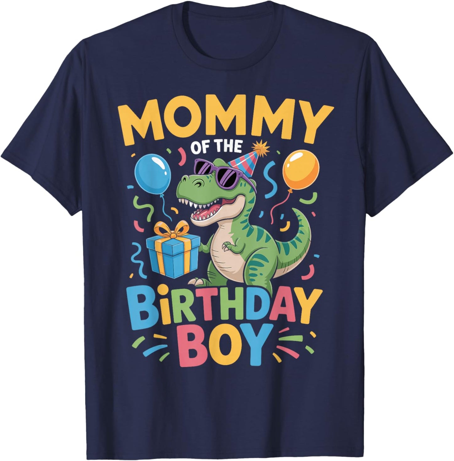 Mommy of The Birthday Party Outfit Dinosaur Squad Mom T-Shirt - T-Shirt | Navy