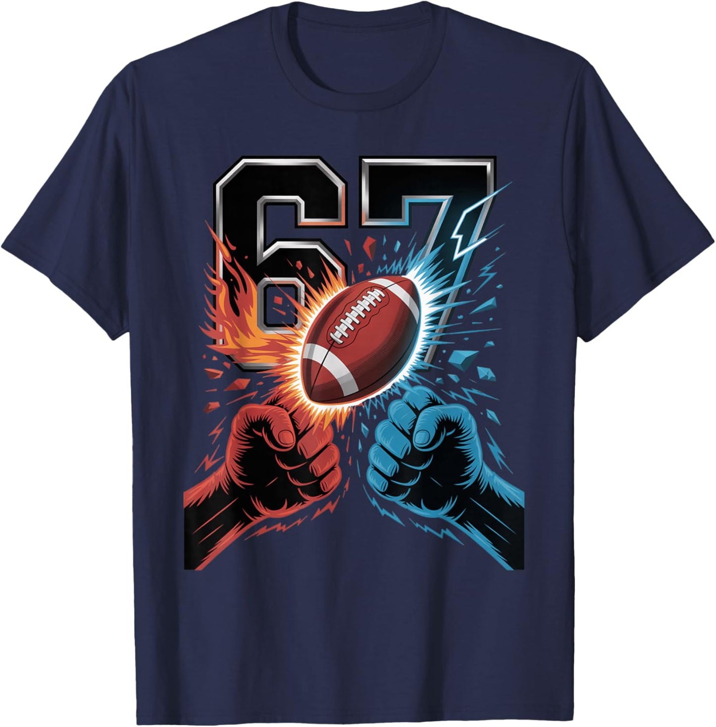 American Football 67 Six Seven Alpha Power Meme for Boys Men T-Shirt - T-Shirt | Navy