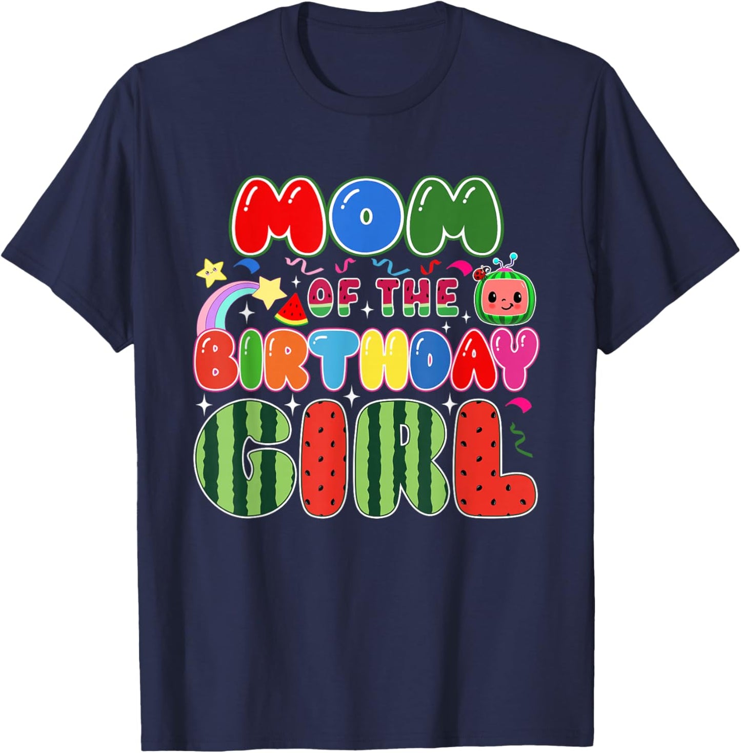 Mom of The Birthday Girl Melon Family Matching Funny T-Shirt - T-Shirt | Navy