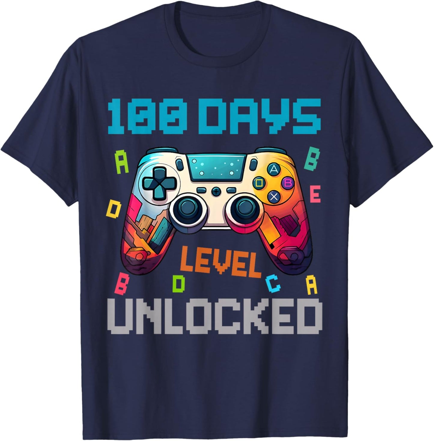 100 Days Level Unlocked Gaming 100 Days of School Boys T-Shirt - T-Shirt | Navy