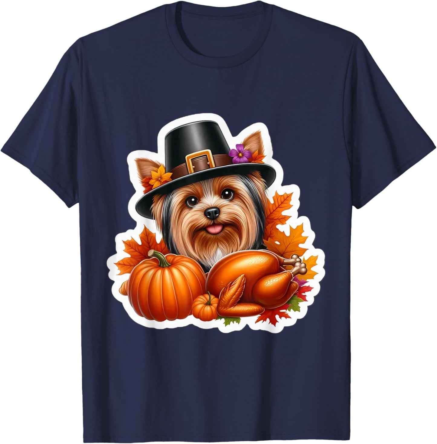 Thanksgiving Silky Terrier Dog Owner Mom Dad Lover Funny T-Shirt - T-Shirt | Navy