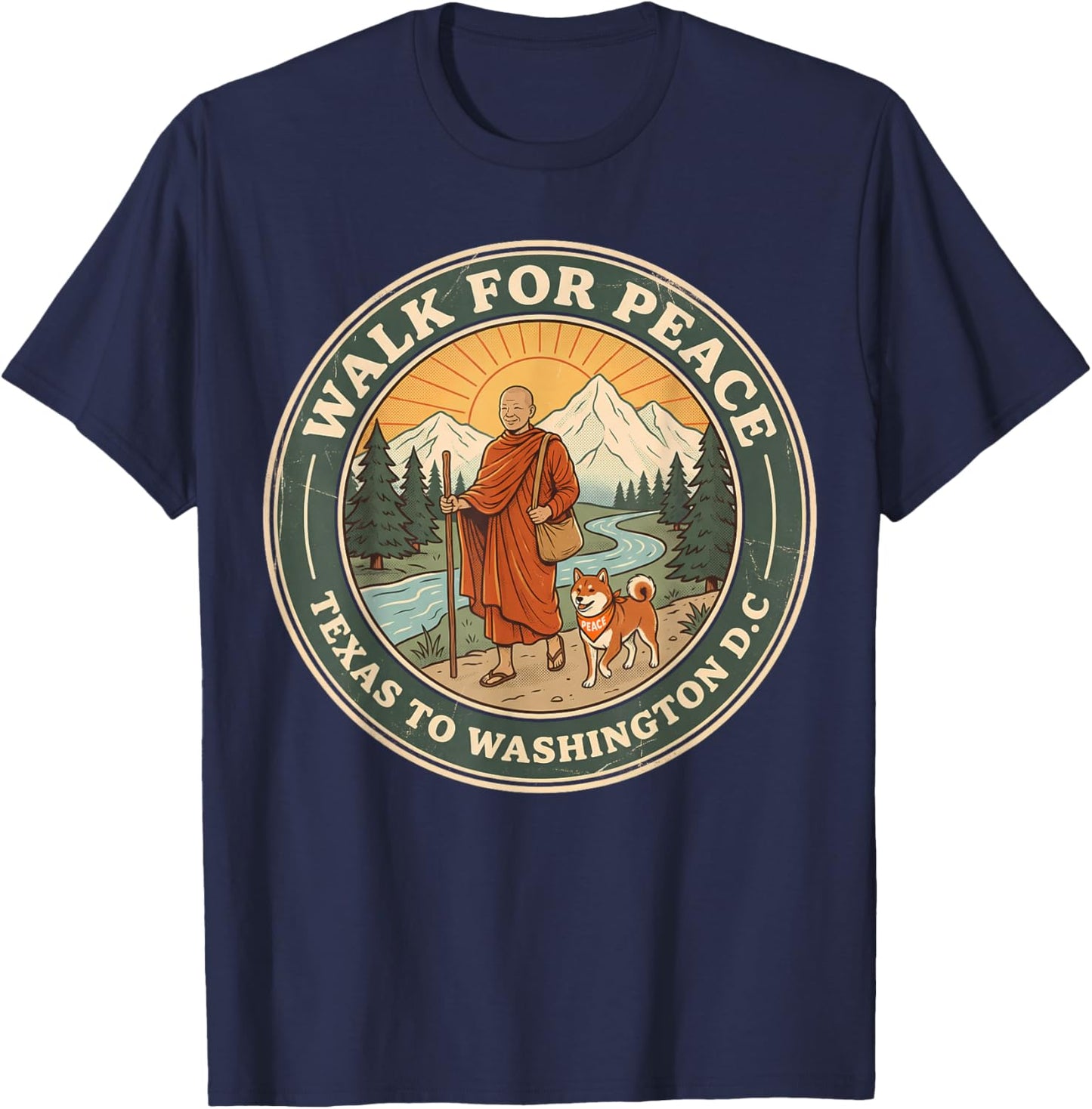 Pilgrimage Walk for Peace Texas to Washington D.C Trek T-Shirt - T-Shirt | Navy