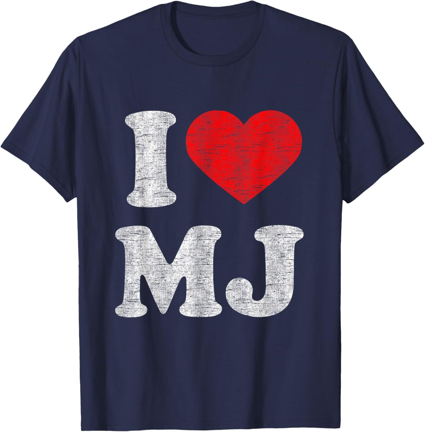 I Love MJ Red Heart Vintage Retro 1980s Men Women 80s Fan T-Shirt - T-Shirt | Navy