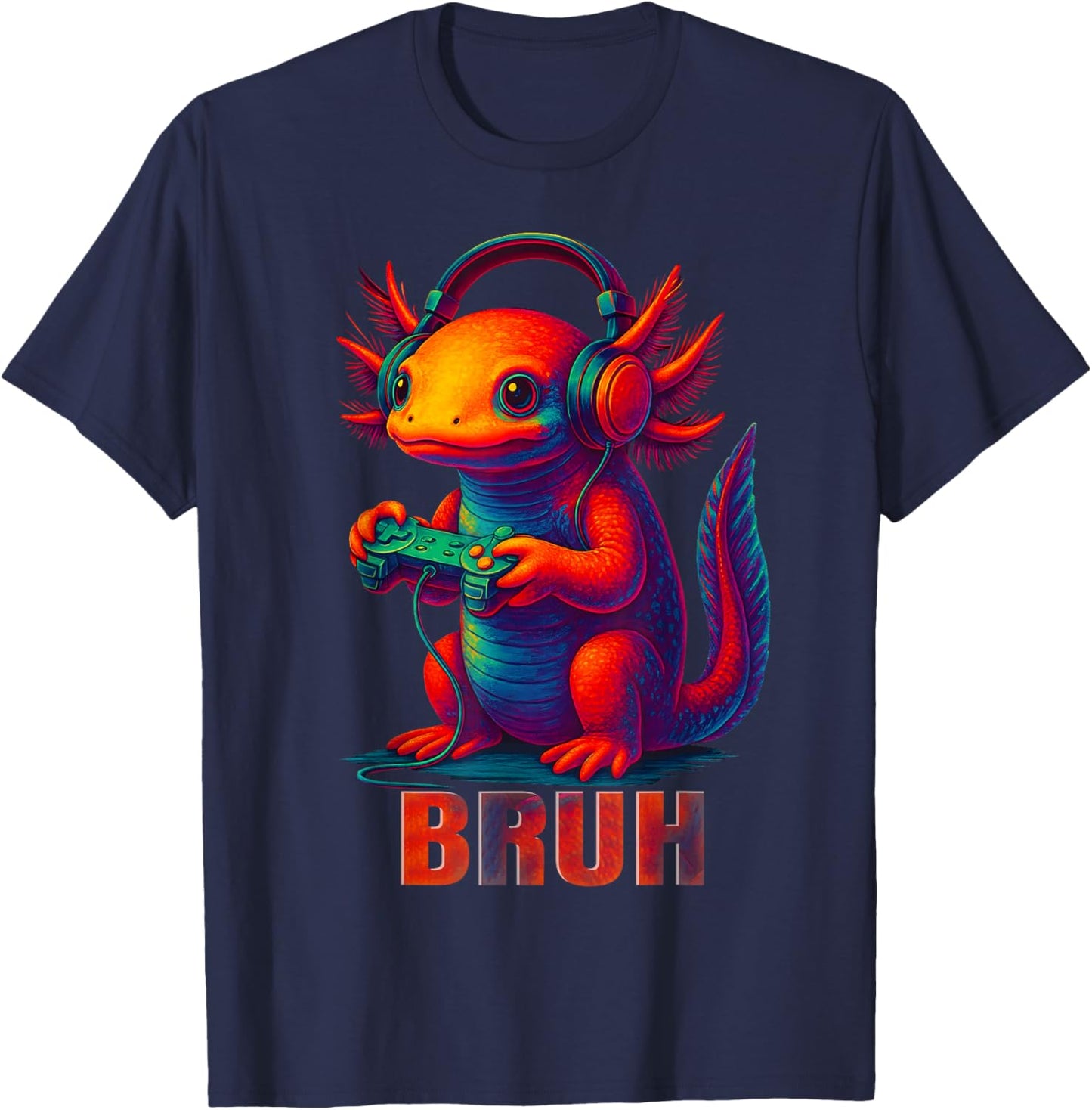 Bruh Funny Axolotl Gaming Game Men Boy Kid Outfit T-Shirt - T-Shirt | Navy