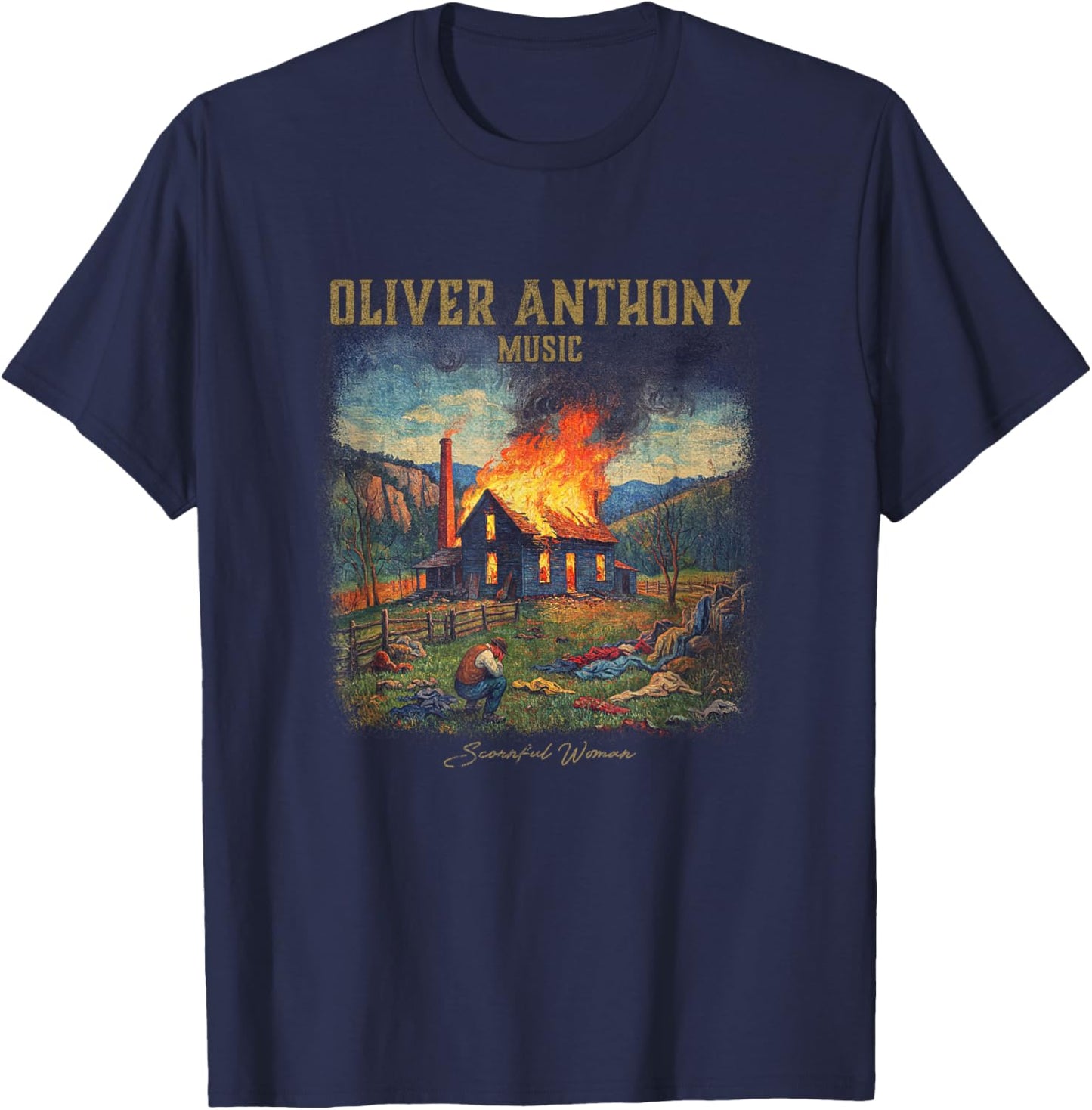 Oliver Anthony - Official Merchandise - Scornful Woman T-Shirt - T-Shirt | Navy