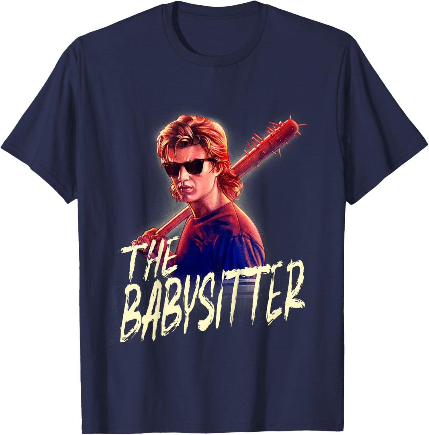 Netflix Stranger Things Steve The Babysitter Portrait T-Shirt - T-Shirt | Navy