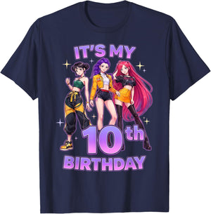 10 Years Old Birthday K pop Kids 10th Bday Girls K-pop T-Shirt - T-Shirt | Navy