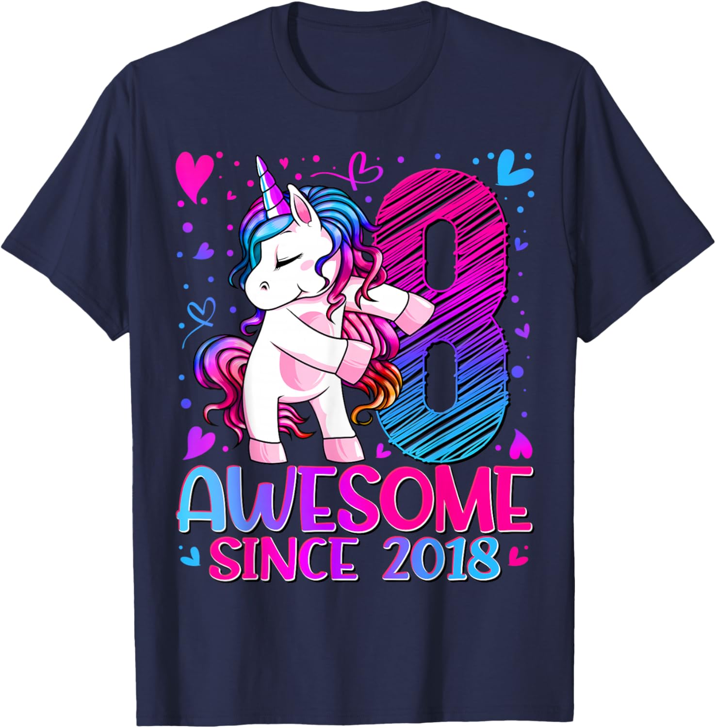 8th Birthday Shirt Girl 8 Year Old Gifts 8 Birthday Girl T-Shirt - T-Shirt | Navy