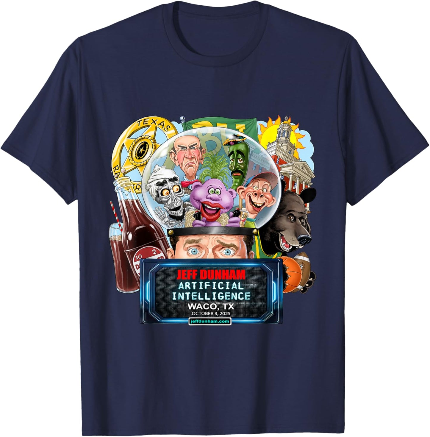 Jeff Dunham Waco, TX (2025) T-Shirt - T-Shirt | Navy