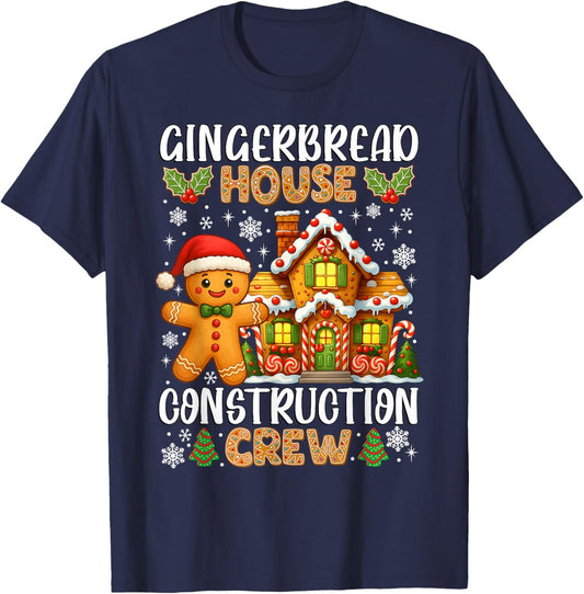 Gingerbread House Construction Crew Christmas Cookie Kids T-Shirt - T-Shirt | Navy