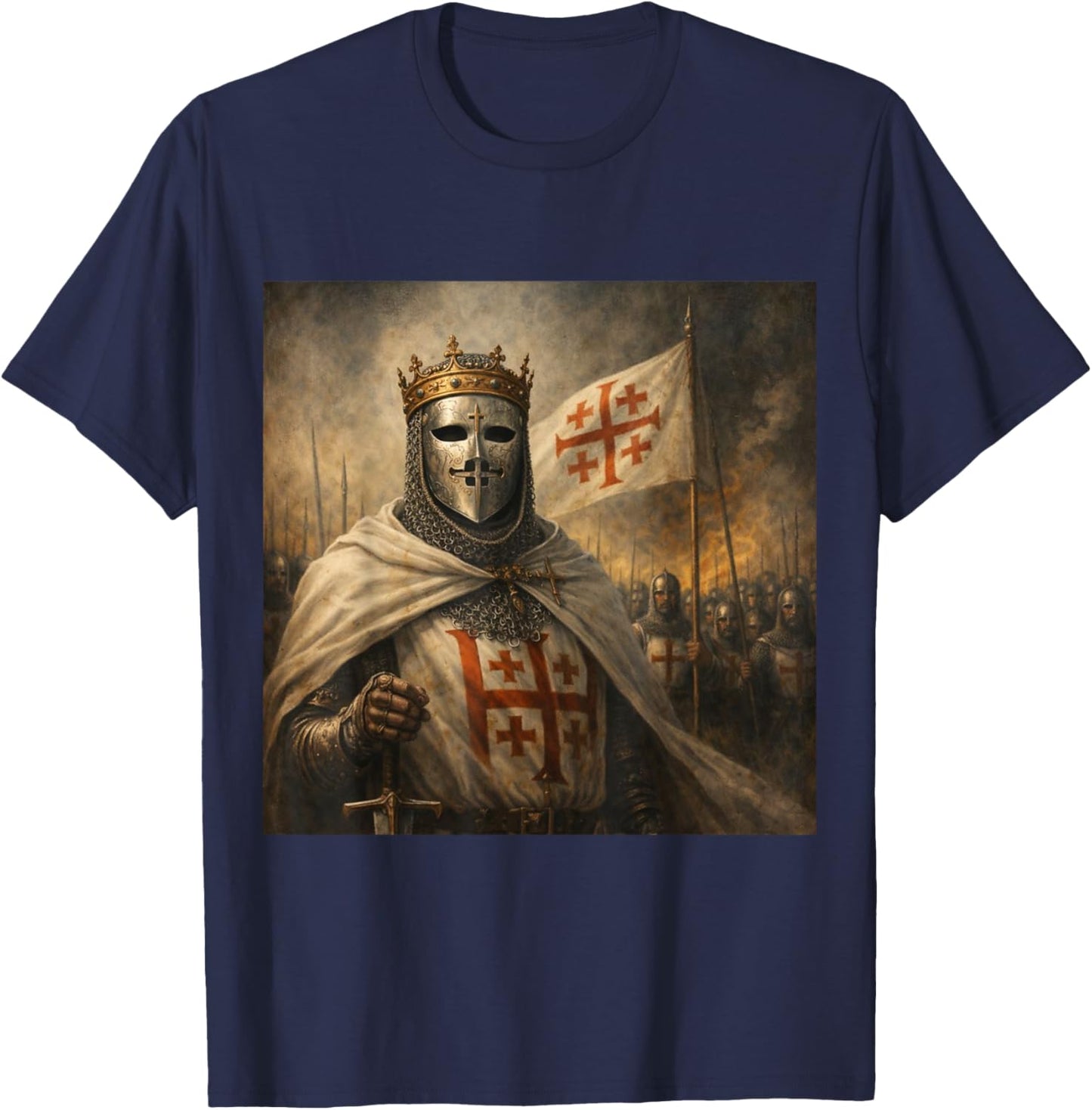 Sliver Mask King Baldwin IV Meme The Leper King Warrior T-Shirt - T-Shirt | Navy