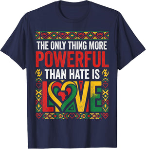 African American Black Pride Afro Love Greater Than Hate T-Shirt - T-Shirt | Navy