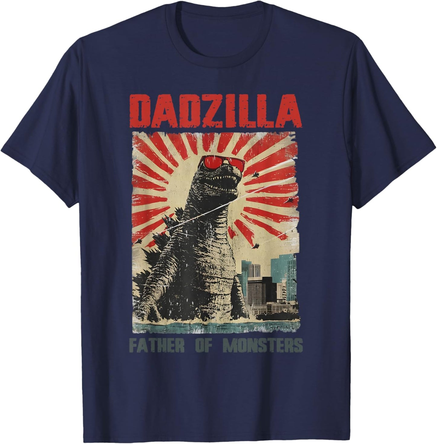 Vintage Dadzilla Men Dad Fathers Day T-Shirt - T-Shirt | Navy
