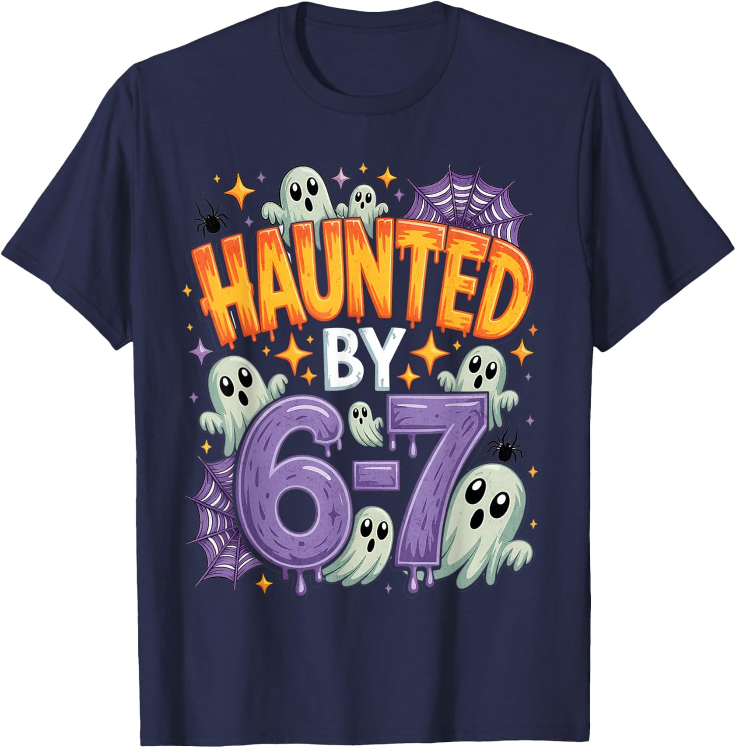 Haunted by 67 – Funny Ghost and Pumpkin Halloween Costume T-Shirt - T-Shirt | Navy